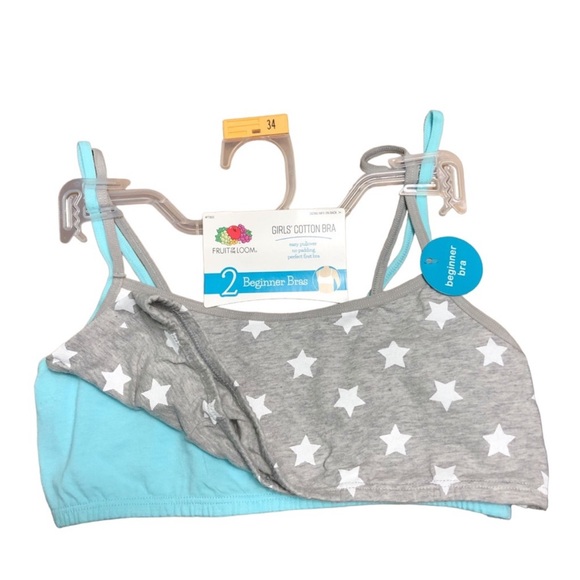 FRUIT OF THE LOOM GIRLS 2 PK COTTON CROP STAGE 1, BEGINNER BRAS size 34 - Picture 1 of 12